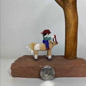 Beaded Cowboy and Horse Figurine